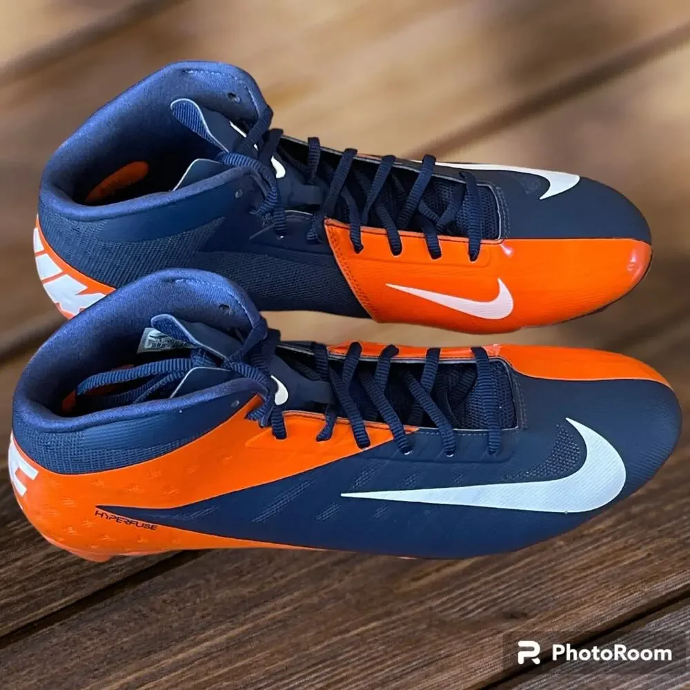New Nike Hyperfuse Vapor Elite Football Cleats Broncos Orange Blue Size 14